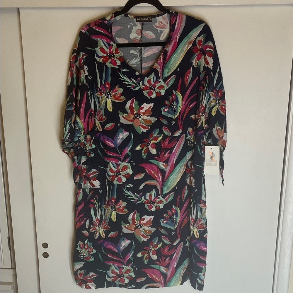 Zermatt Tropical Floral Print Midi Dress - NWT EU46 US L/XL